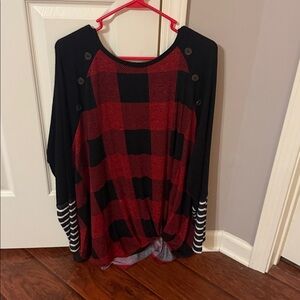 Maurices Red and Black Checkered Top